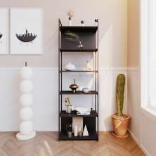 Estante com 4 Prateleiras e 2 Nichos Brooklyn Preta 60 cm