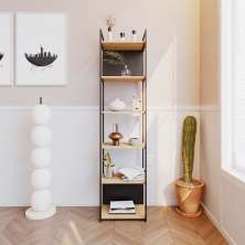 Estante com 4 Prateleiras e 2 Nichos Nicho Brooklyn Vermont e Preta 45 cm
