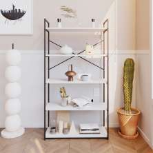 Estante com 5 Prateleiras Brooklyn Branca e Preta 80 cm