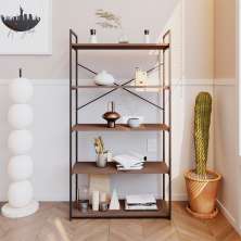 Estante com 5 Prateleiras Brooklyn Terracota e Preta 80 cm