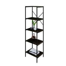 Estante com 5 Prateleiras Tub Carvalho Dark e Preta 45 cm