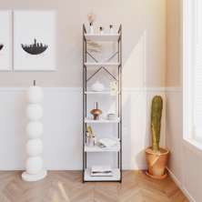 Estante com 6 Prateleiras Brooklyn Branca e Preta 45 cm
