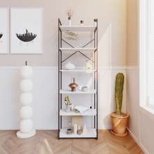 Estante com 6 Prateleiras Brooklyn Branca e Preta 60 cm