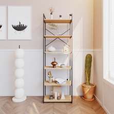 Estante com 6 Prateleiras Brooklyn Vermont e Preta 60 cm