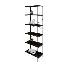 Estante com 6 Prateleiras Tub Carvalho Dark e Preta 60 cm