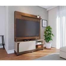 Estante para Home Theater e TV até 65 Polegadas Jurerê 2 PT Amêndoa e Off White