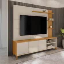 Estante para Home Theater e TV até 70 Polegadas Nápoli 3 Portas Off White e Tauari
