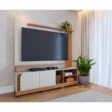 Estante para Home Theater e TV até 75 Polegadas Jurerê 2 PT Off White e Freijó