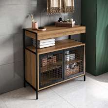Gabinete de Banheiro Industrial Avis 2 PT Mel e Preto