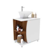 Gabinete de Banheiro Moab 1 PT Branco e Tannat