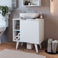 Gabinete de Banheiro de Coluna Slim 1 PT Branco