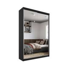 Gaurda-Roupa Solteiro com 2 Espelhos Geneve 100% MDF 2 Portas 2 Gavetas Preto