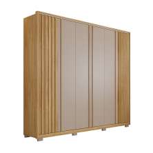 Guarda-Roupa Casal Apollo Ripado 6 Portas 4 Gavetas Buriti e Fendi