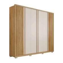 Guarda-Roupa Casal Apollo Ripado 6 Portas 4 Gavetas Buriti e Off White