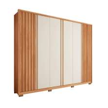 Guarda-Roupa Casal Apollo Ripado 6 Portas 4 Gavetas Freijó e Off White