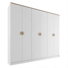 Guarda-Roupa Casal Asti 100% MDF 6 Portas 2 Gavetas Branco