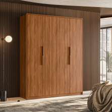 Guarda-Roupa Casal Attore 4 Portas 3 Gavetas Nogueira