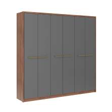 Guarda-Roupa Casal Belmont 6 Portas 3 Gavetas Freijó e Titânio