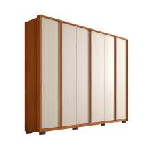Guarda-Roupa Casal Cleo Ripado 6 Portas 4 Gavetas Freijó e Off White