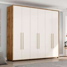 Guarda-Roupa Casal Coimbra 6 Portas 6 Gavetas Freijó e Off White