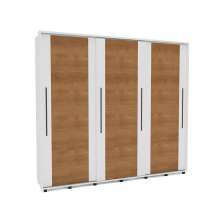 Guarda-Roupa Casal Coimbra Flex com Pés 3 Portas 6 Gavetas Branco e Freijó