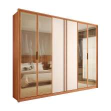 Guarda-Roupa Casal Cristal Reflecta 6 Portas 4 Gavetas Freijó e Off White