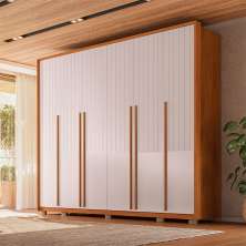 Guarda-Roupa Casal Espartacus 6 Portas 6 Gavetas Freijó e Off White
