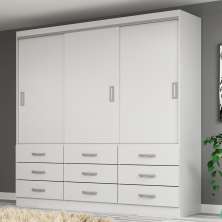 Guarda-Roupa Casal Isabela 3 Portas 9 Gavetas Branco