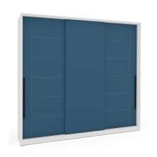 Guarda-Roupa Casal Lisboa 3 Portas 4 Gavetas Branco e Azul