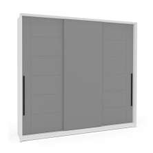 Guarda-Roupa Casal Lisboa 3 Portas 4 Gavetas Branco e Cinza