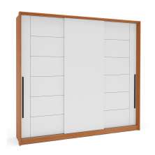 Guarda-Roupa Casal Lisboa 3 Portas 4 Gavetas Freijó e Branco