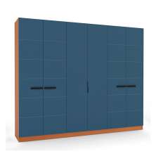 Guarda-Roupa Casal Lisboa 6 Portas 4 Gavetas Freijó e Azul