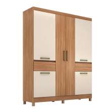 Guarda-Roupa Casal Mauá 6 Portas 2 Gavetas Amêndola e Off  White
