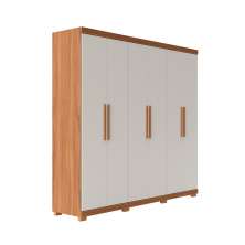 Guarda-Roupa Casal Memphis 6 Portas 3 Gavetas Off White e Canela