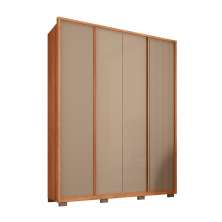 Guarda-Roupa Casal Microrripado Lior 4 Portas 3 Gavetas Suede e Freijó
