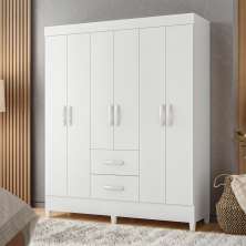 Guarda-Roupa Casal Mobi 6 Portas 2 Gavetas Branco