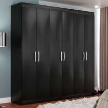 Guarda-Roupa Casal Montreal 6 Portas 2 Gavetas Preto
