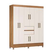 Guarda-Roupa Casal Munique 8 Portas 2 Gavetas Amêndola e Off White