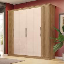 Guarda-Roupa Casal Naty 6 Portas 3 Gavetas Nogueira e Macadâmia