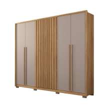 Guarda-Roupa Casal New Comodus Ripado 6 Portas 4 Gavetas Buriti e Fendi