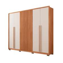 Guarda-Roupa Casal New Comodus Ripado 6 Portas 4 Gavetas Freijó e Off White