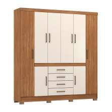 Guarda-Roupa Casal New Realce 8 Portas 4 Gavetas Amêndola e Off White