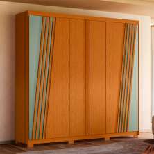 Guarda-Roupa Casal Ouro Verde 6 Portas 4 Gavetas Cinamomo e Sálvia