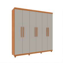 Guarda-Roupa Casal Paradiso com Pés 6 Portas 4 Gavetas Cinamomo e Off White 219 cm