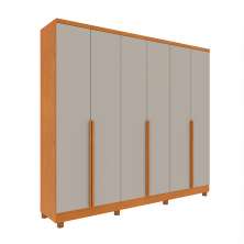 Guarda-Roupa Casal Paradiso com Pés 6 Portas 4 Gavetas Cinamomo e Off White 270 cm