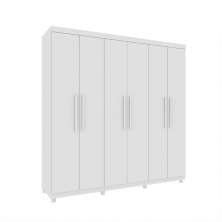 Guarda-Roupa Casal Paradiso com Pés 6 Portas 4 Gavetas Neve 219 cm