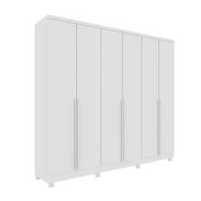 Guarda-Roupa Casal Paradiso com Pés 6 Portas 4 Gavetas Neve 270 cm
