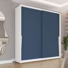 Guarda-Roupa Casal Porto 2 Portas 2 Gavetas Branco e Azul