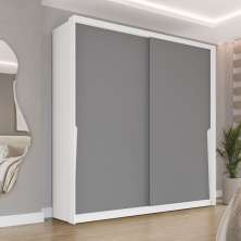 Guarda-Roupa Casal Porto 2 Portas 2 Gavetas Branco e Cinza