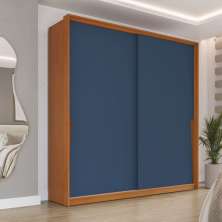 Guarda-Roupa Casal Porto 2 Portas 2 Gavetas Freijó e Azul